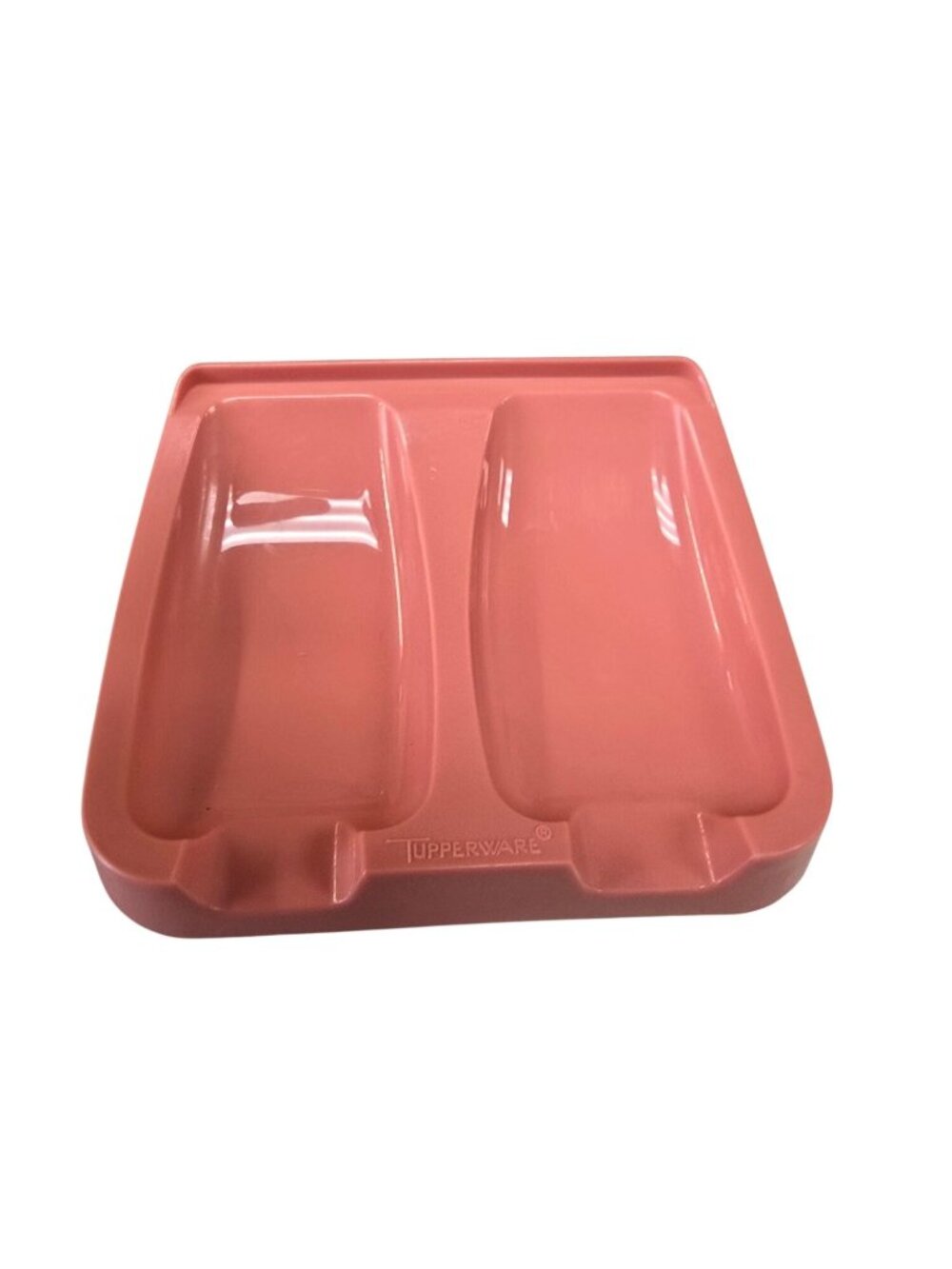 Vintage Tupperware Salmon Pink Divided Double Spoon Rest